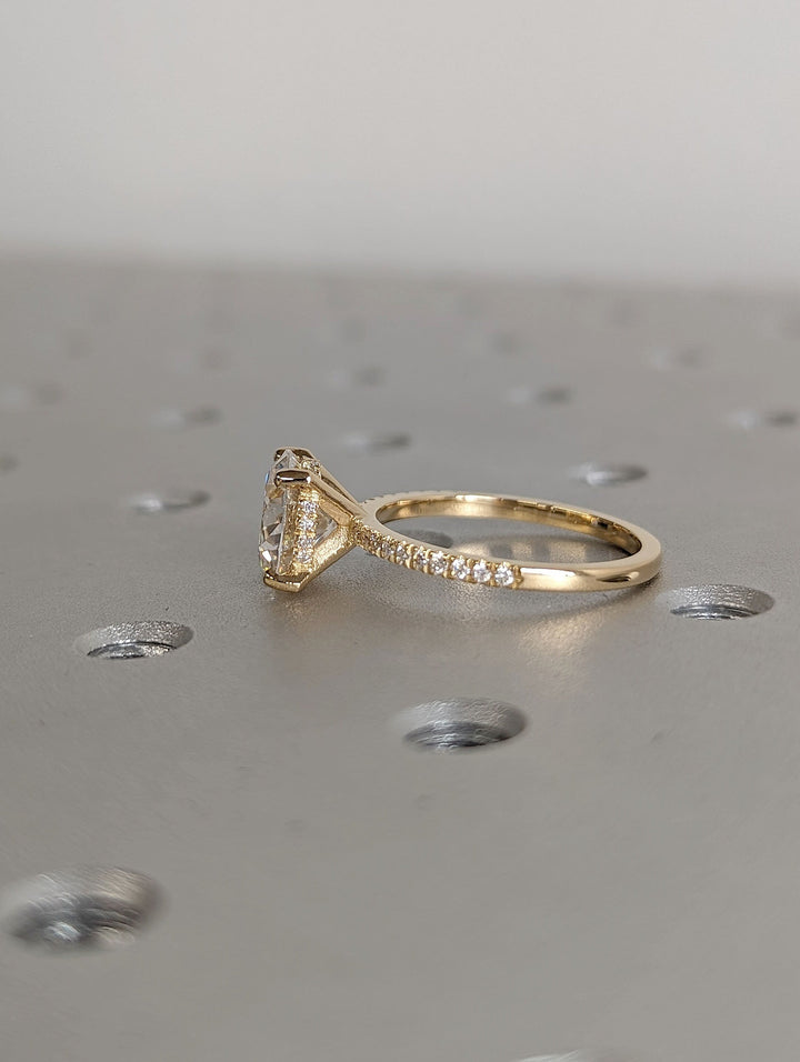 3.0CT Round Cut Hidden Halo Lab Grown Diamond Pave Engagement Ring Simple Promise Ring