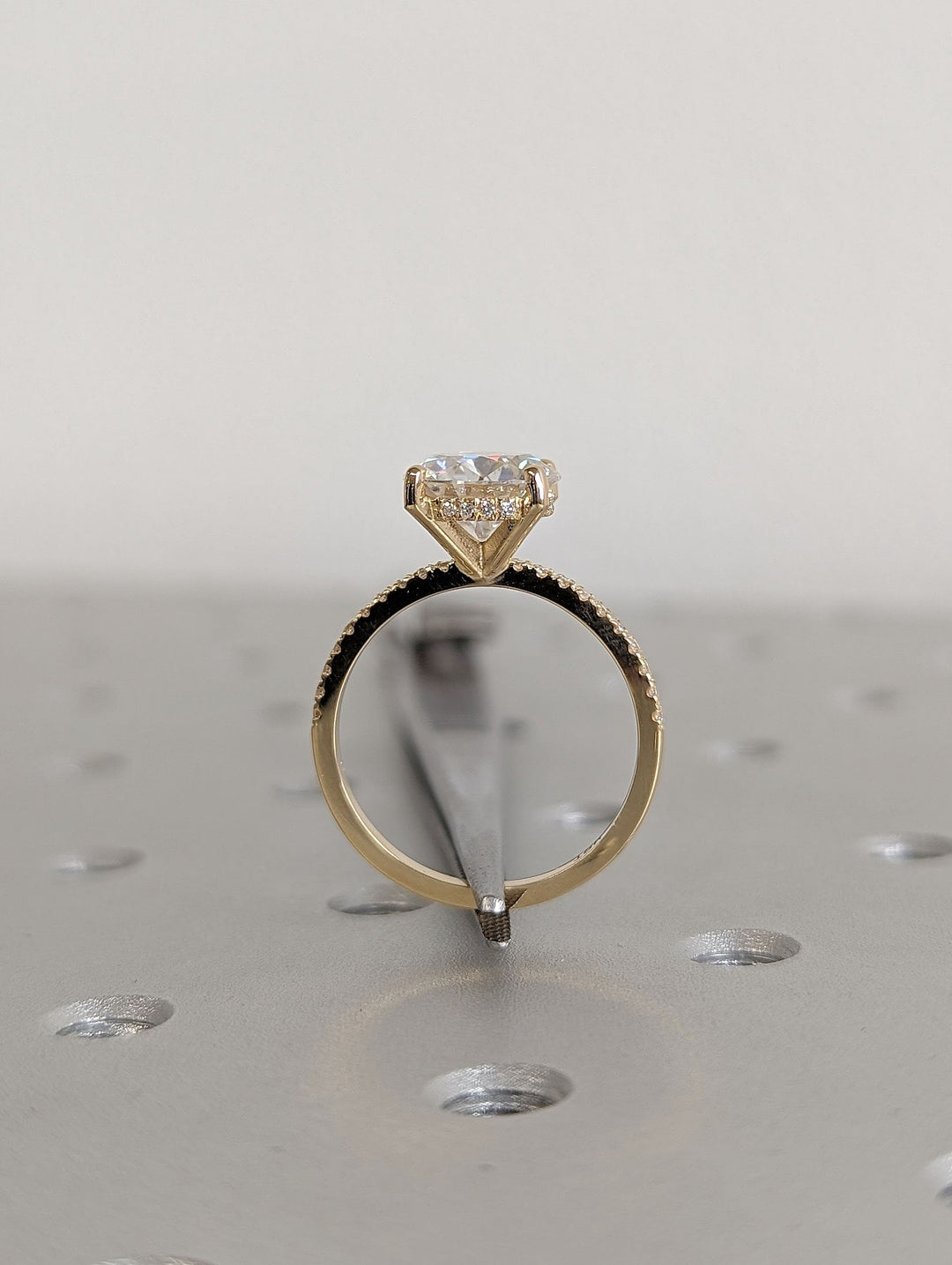 3.0CT Round Cut Hidden Halo Lab Grown Pave Diamond Engagement Ring For Her