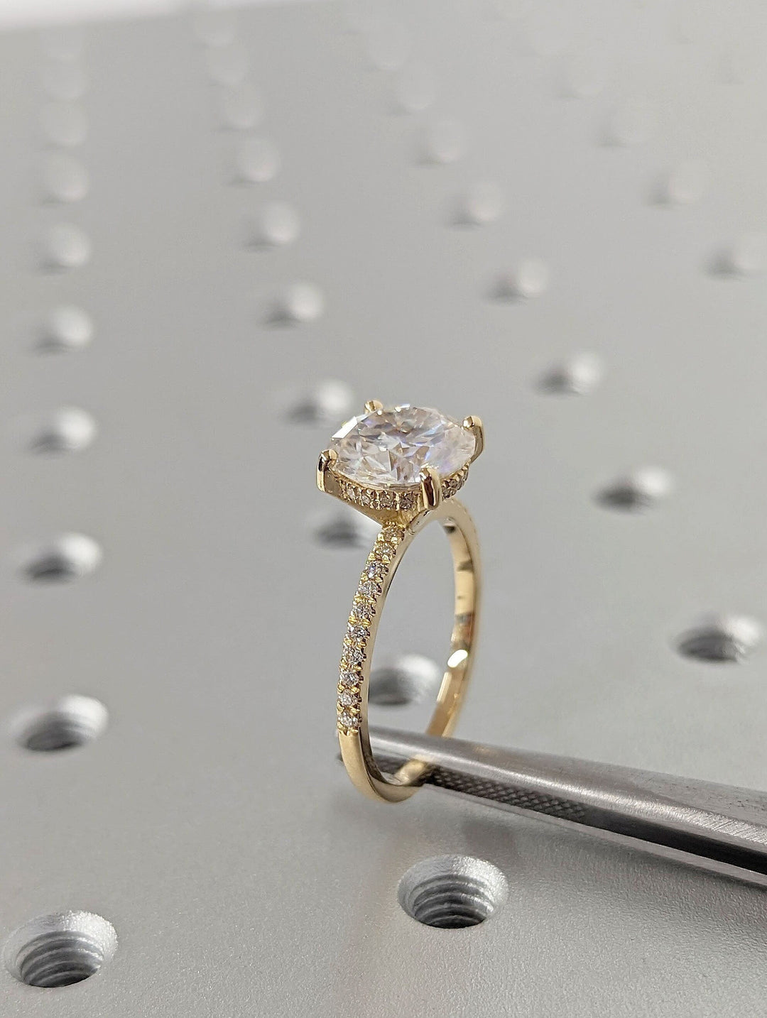 3.0CT Round Cut Hidden Halo Lab Grown Diamond Pave Engagement Ring Simple Promise Ring