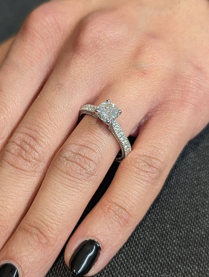 1.0CT Round Cut Unique  Vintage Lab Grown Diamond Engagement Ring Anniversary Gift