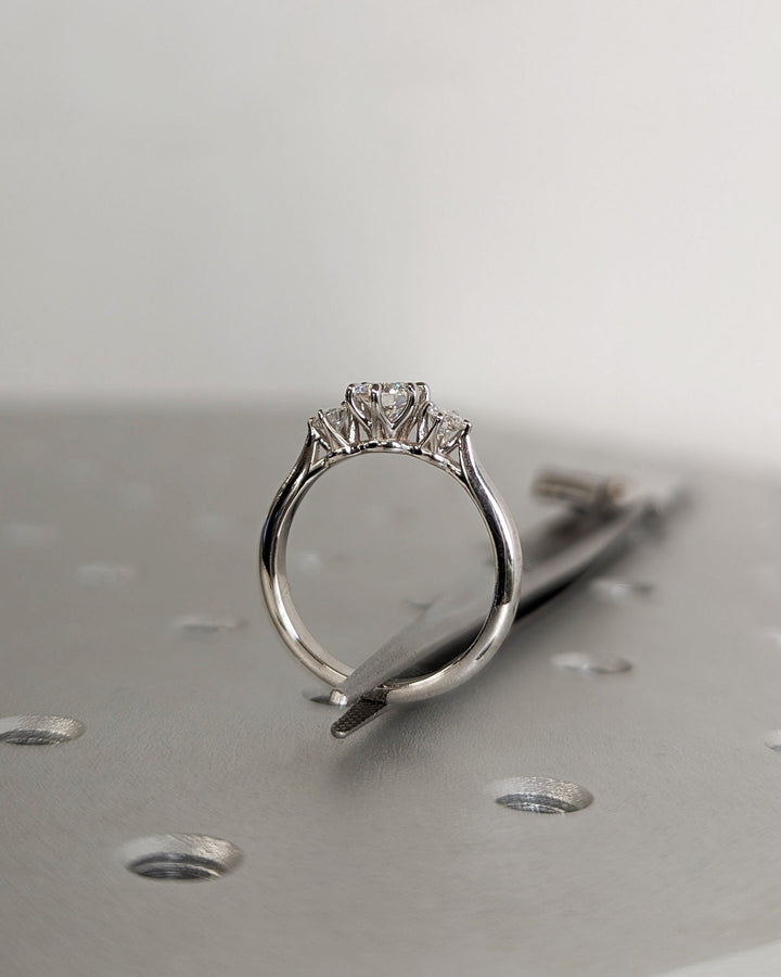 0.50CT Three Stone Round Lab Grown Diamond Engagement Ring Minimalist Engagement Ring