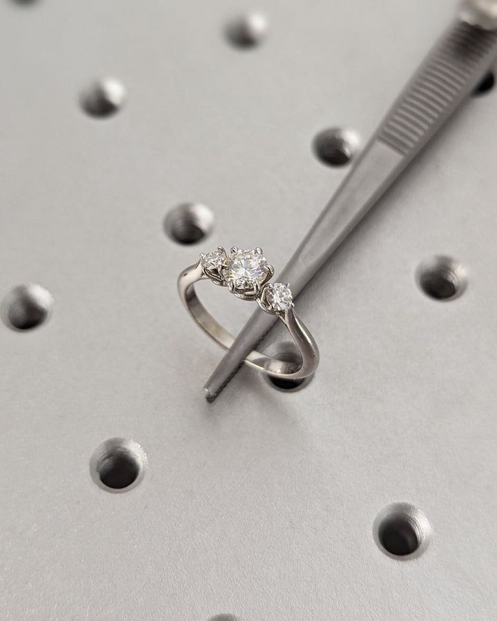 0.50CT Three Stone Round Lab Grown Diamond Engagement Ring Minimalist Engagement Ring