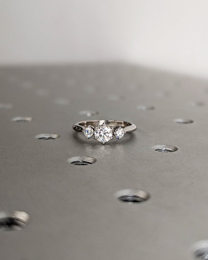 0.50CT Three Stone Round Lab Grown Diamond Engagement Ring Minimalist Engagement Ring