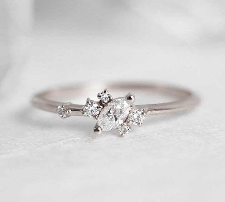 1.0CT Marquise Lab Grown Diamond Cluster Engagement Ring For Women