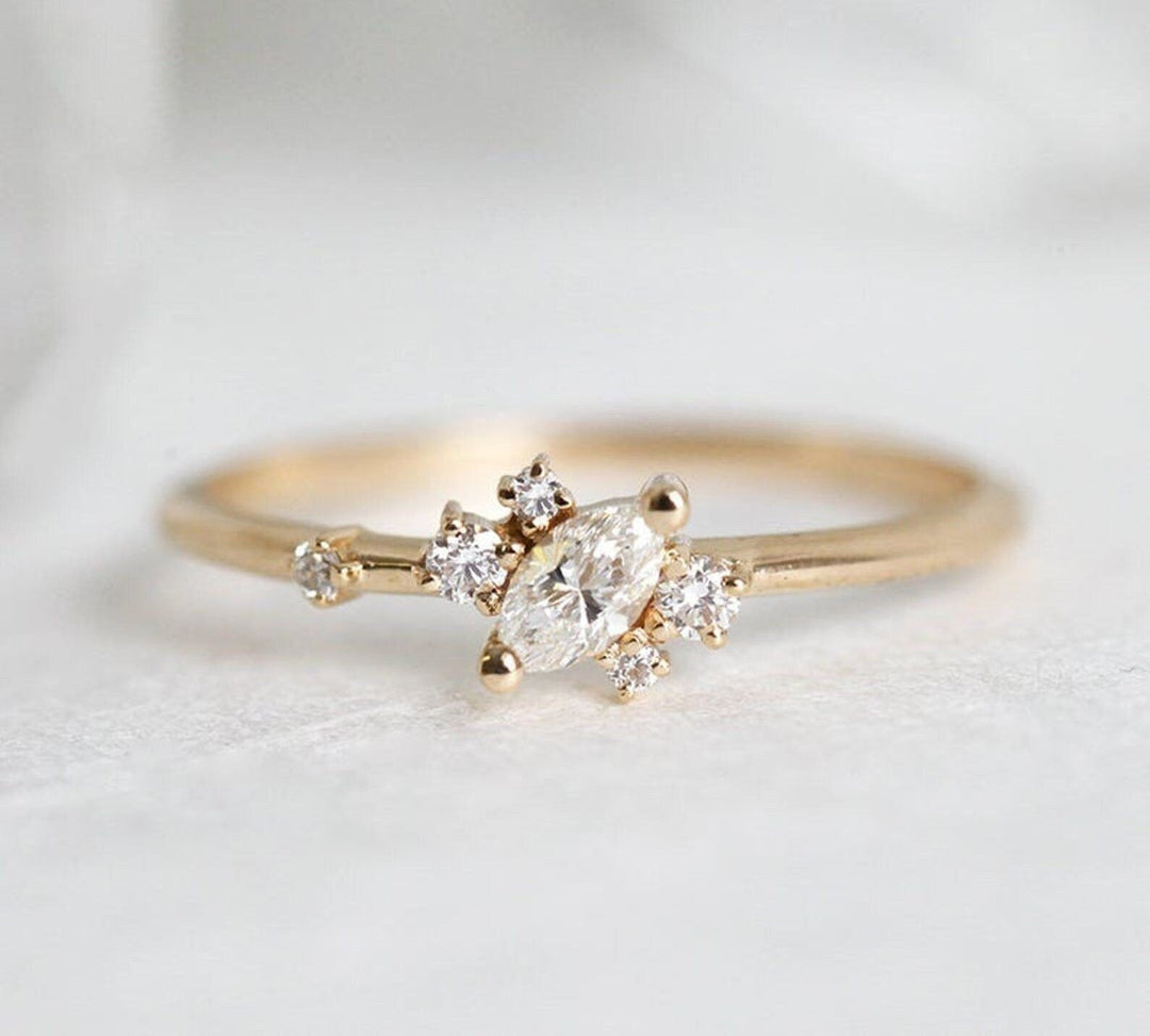 1.0CT Marquise Lab Grown Diamond Cluster Engagement Ring For Women