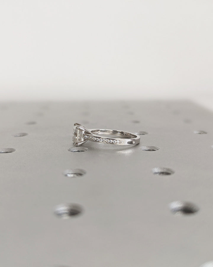 1.50CT Asscher Cut Channel Lab Grown Diamond Engagement Ring Simple Promise Ring