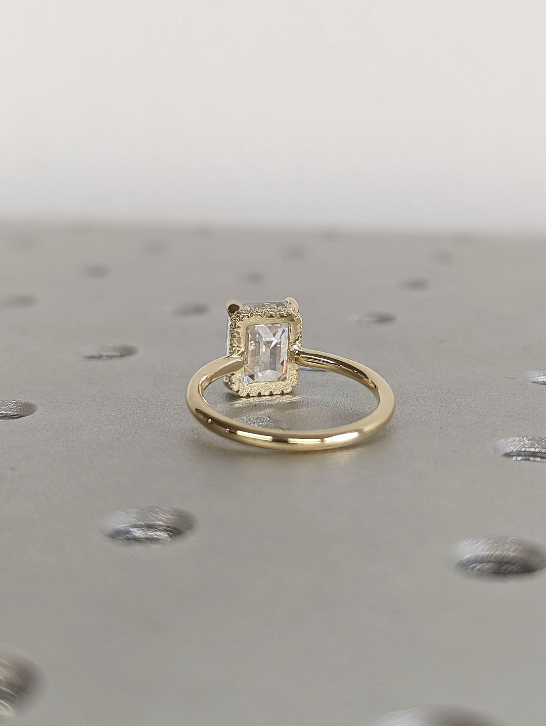2.50CT Emerald Cut Hidden Halo Lab Grown Diamond Engagement Ring Minimalist Engagement Ring