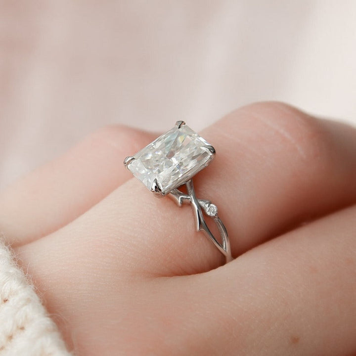 2.50CT Radiant Cut Lab Grown Diamond Twig Engagement Ring For Women