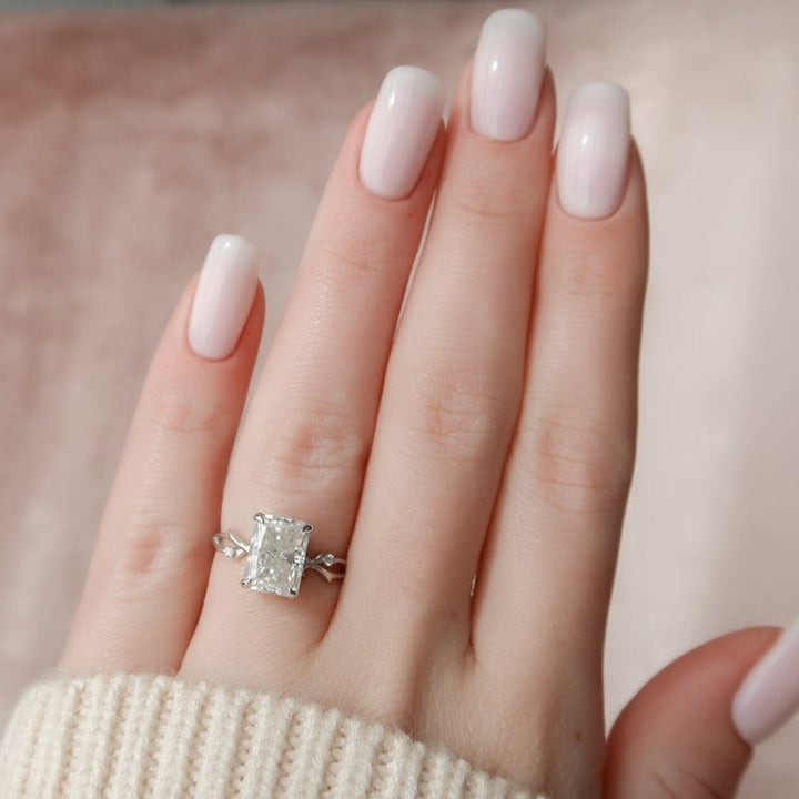 2.50CT Radiant Cut Lab Grown Diamond Twig Engagement Ring For Women