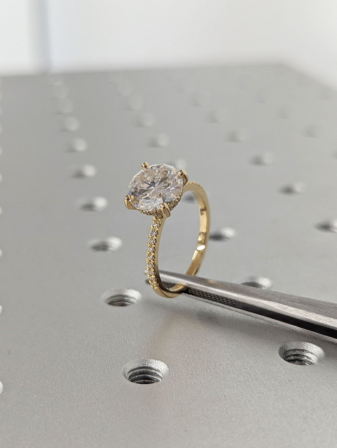 3.0CT Round Cut Hidden Halo Lab Grown Pave Diamond Engagement Ring For Her