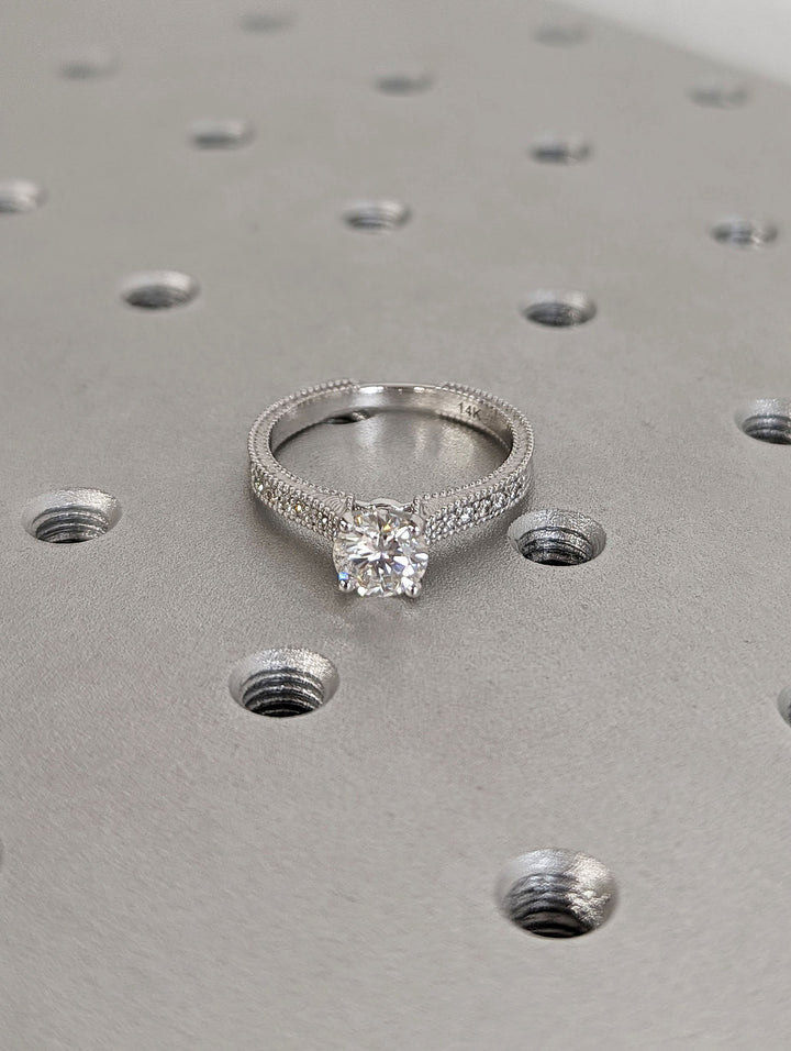 1.0CT Round Cut Unique  Vintage Lab Grown Diamond Engagement Ring Anniversary Gift