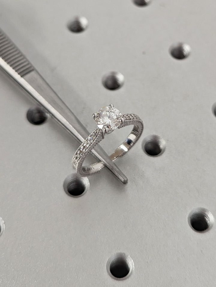 1.0CT Round Cut Unique  Vintage Lab Grown Diamond Engagement Ring Anniversary Gift