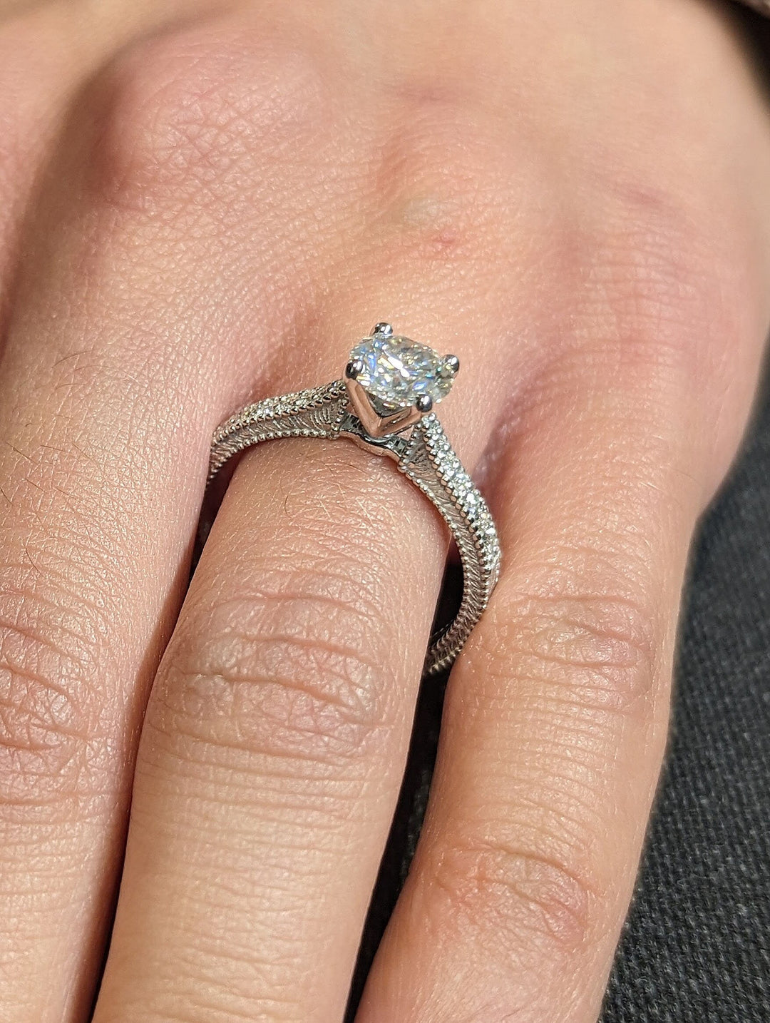 1.0CT Round Cut Unique  Vintage Lab Grown Diamond Engagement Ring Anniversary Gift