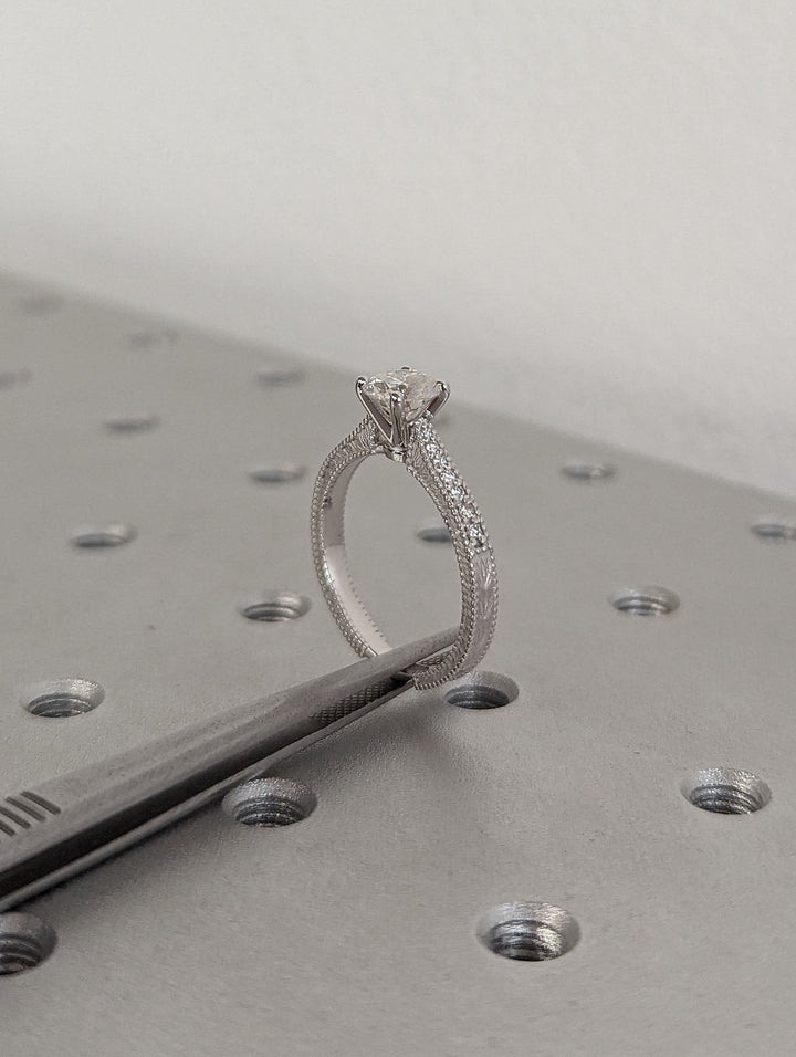 1.0CT Round Cut Unique  Vintage Lab Grown Diamond Engagement Ring Anniversary Gift
