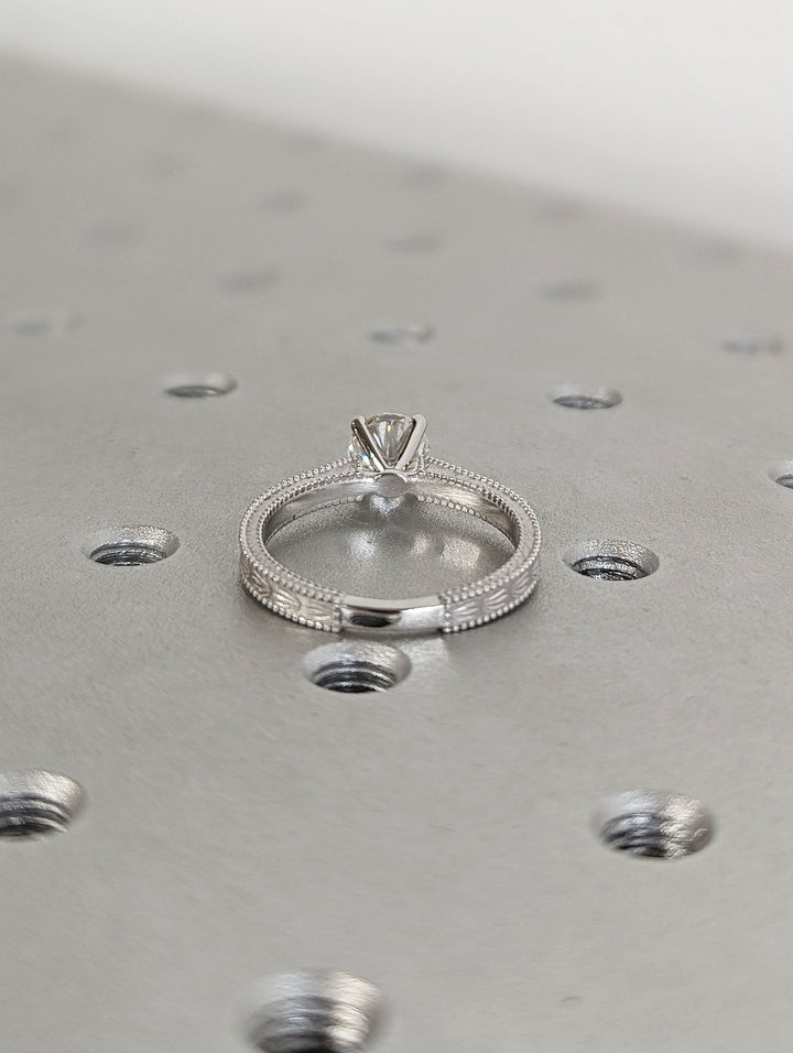 1.0CT Round Cut Unique  Vintage Lab Grown Diamond Engagement Ring Anniversary Gift