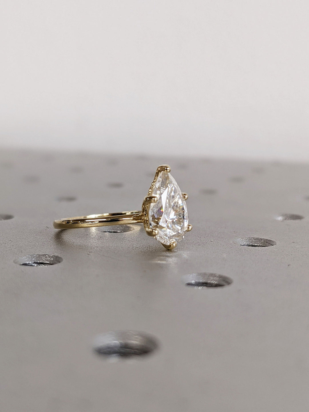 2.50CT Pear Cut Hidden Halo Lab Grown Diamond Engagement Ring For Women