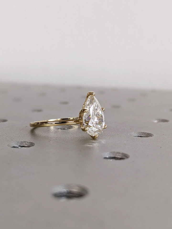2.50CT Pear Cut Hidden Halo Lab Grown Diamond Engagement Ring For Women