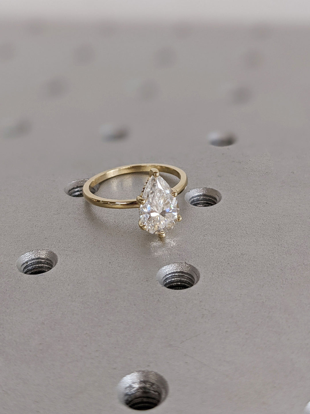 2.50CT Pear Cut Hidden Halo Lab Grown Diamond Engagement Ring For Women