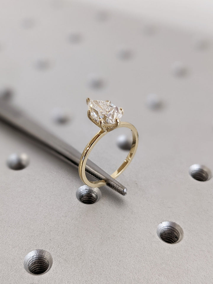 2.50CT Pear Cut Hidden Halo Lab Grown Diamond Engagement Ring For Women