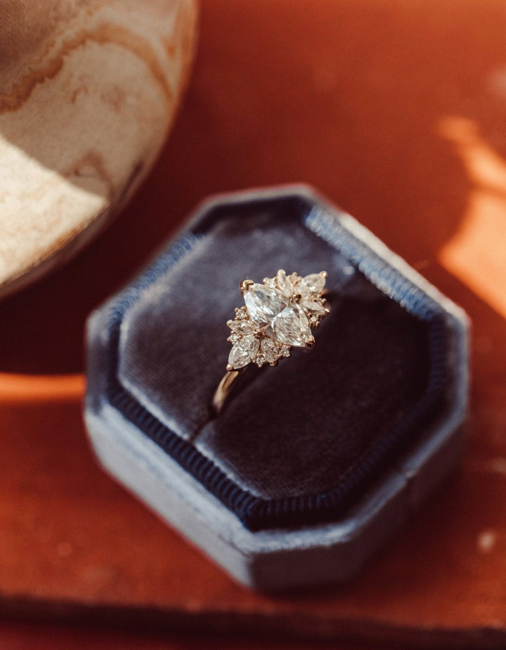 1.0CT Marquise Cut Cluster Lab Grown Diamond Engagement Ring For Women