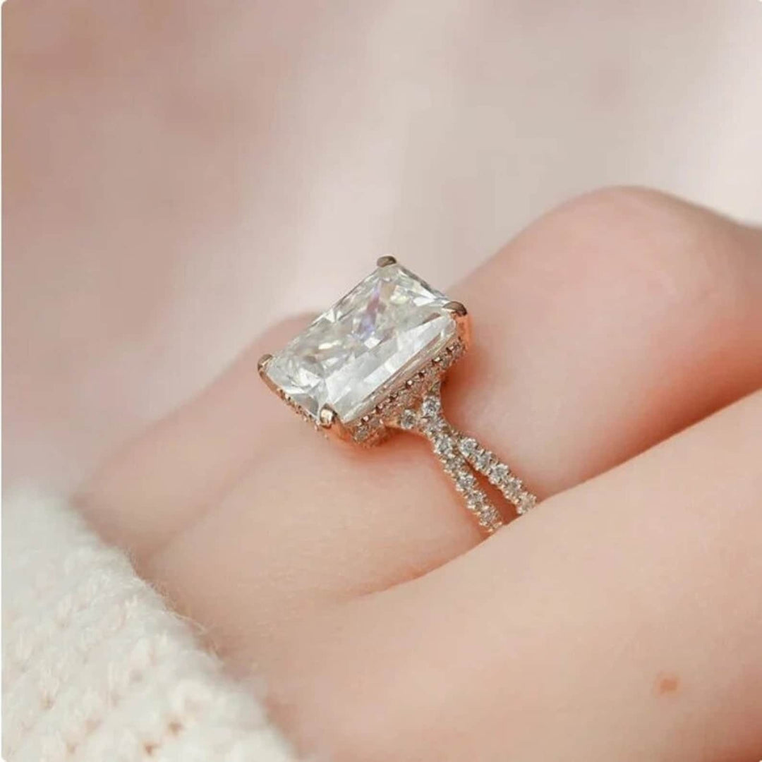 2.50CT Radiant Cut Infinity Lab Grown Diamond Hidden Halo Engagement Ring