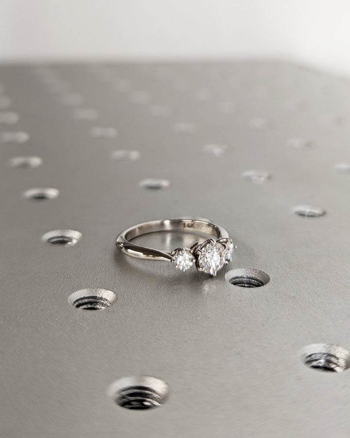 0.50CT Three Stone Round Lab Grown Diamond Engagement Ring Minimalist Engagement Ring
