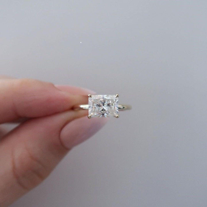 2.0CT East West Radiant Cut Solitaire Lab Grown Diamond Engagement Ring