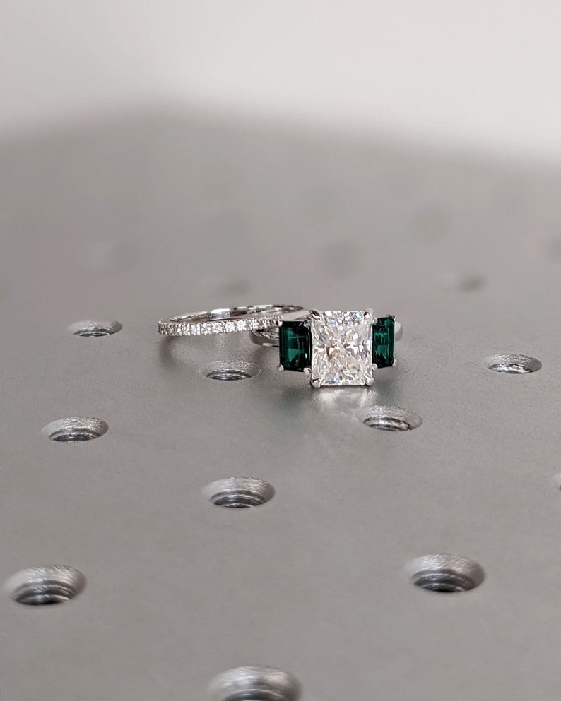 2.0CT Radiant Cut Three Stone Lab Grown Diamond Engagement Ring Trilogy Engagement Ring
