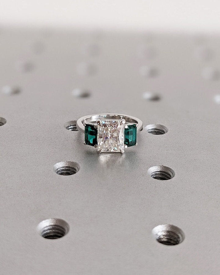 2.0CT Radiant Cut Three Stone Lab Grown Diamond Engagement Ring Trilogy Engagement Ring