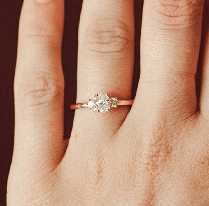 1.0CT Oval Lab Grown Diamond Cluster Engagement Ring For Women Minimalist Wedding Ring