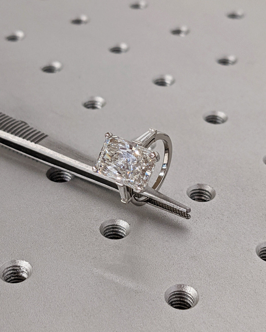 6.0CT Radiant Cut Three Stone Lab Grown Diamond Engagement Ring For Women
