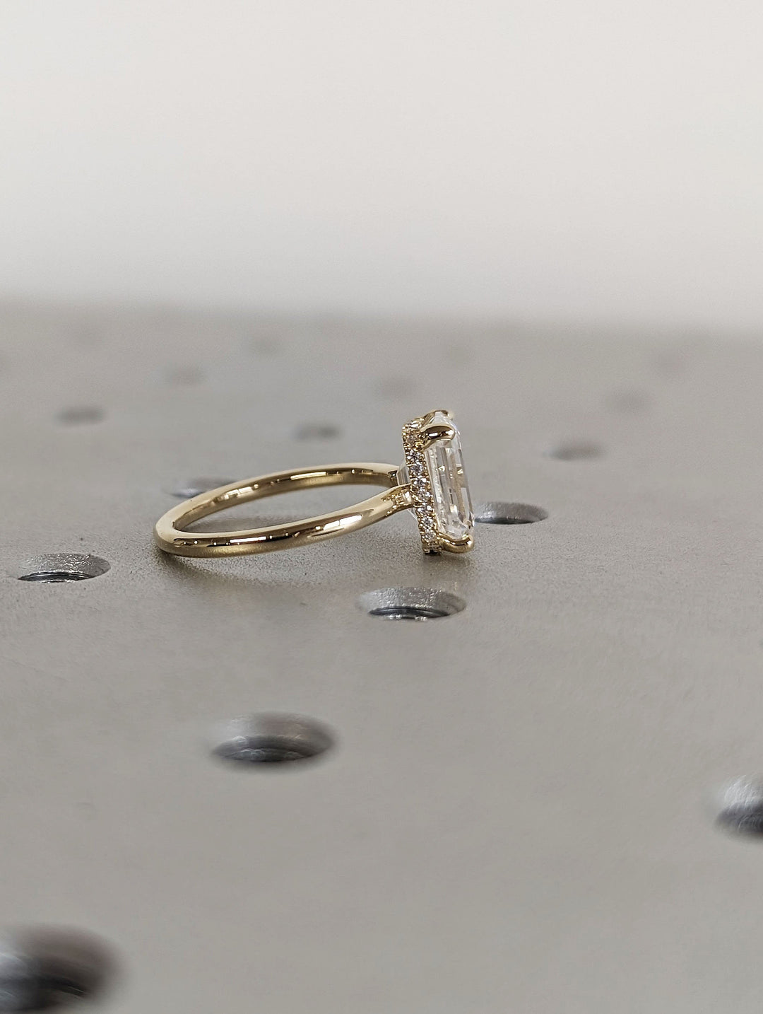 2.50CT Emerald Cut Hidden Halo Lab Grown Diamond Engagement Ring Minimalist Engagement Ring