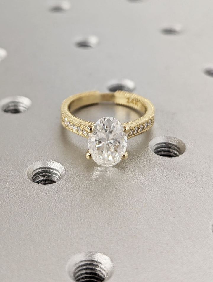 2.0CT Oval Lab Grown Diamond Engagement Ring Vintage Promise Ring