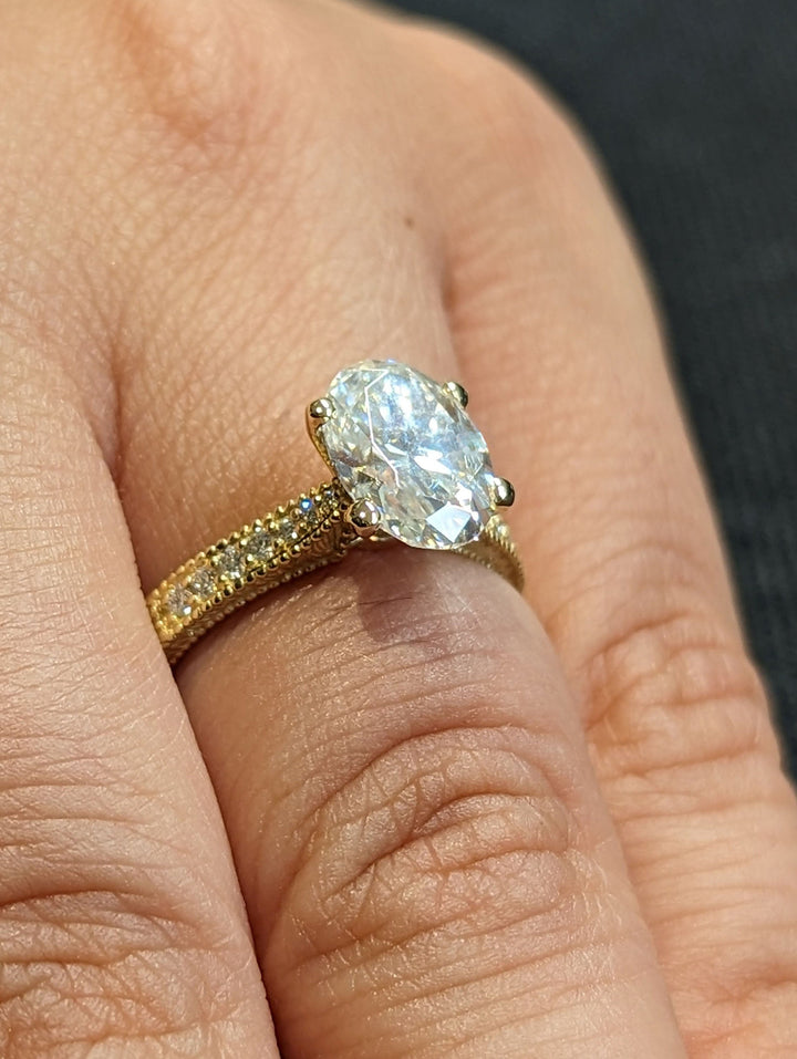 2.0CT Oval Lab Grown Diamond Engagement Ring Vintage Promise Ring