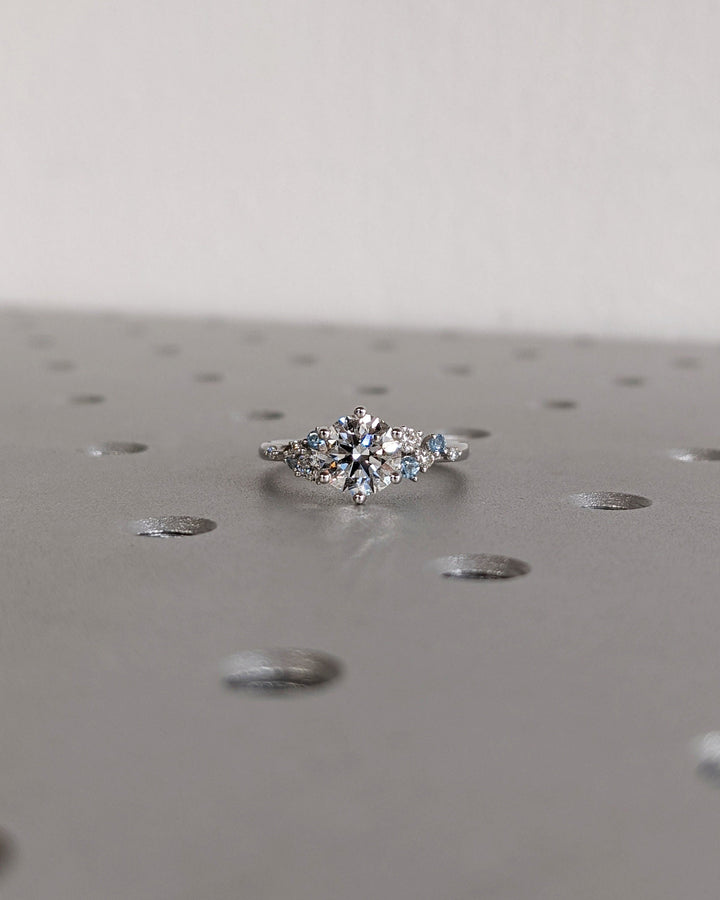 1.0CT Round Cut Cluster Lab Grown Diamond Engagement Ring Minimalist Wedding Ring