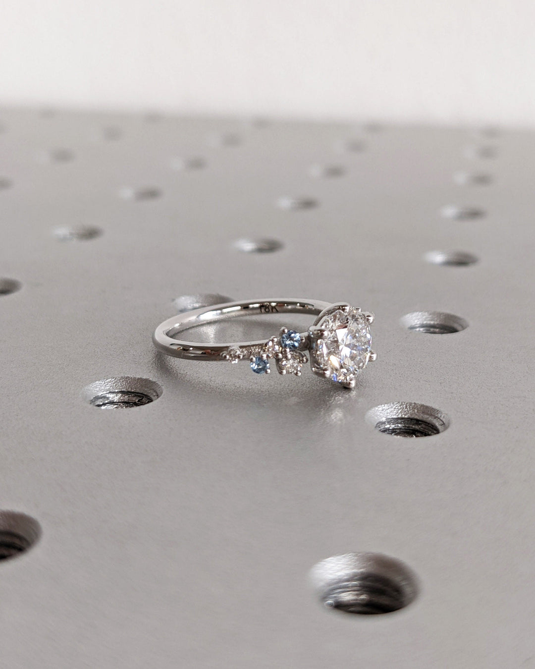 1.0CT Round Cut Cluster Lab Grown Diamond Engagement Ring Minimalist Wedding Ring