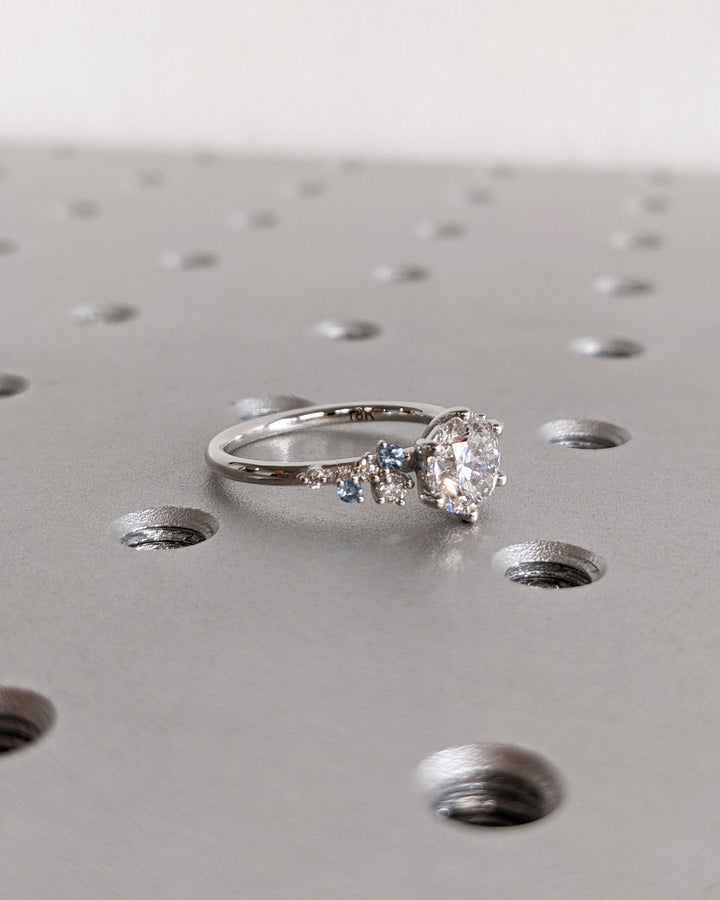 1.0CT Round Cut Cluster Lab Grown Diamond Engagement Ring Minimalist Wedding Ring