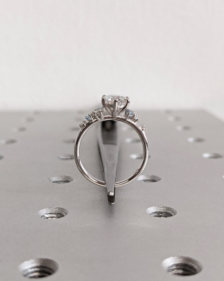 1.0CT Round Cut Cluster Lab Grown Diamond Engagement Ring Minimalist Wedding Ring
