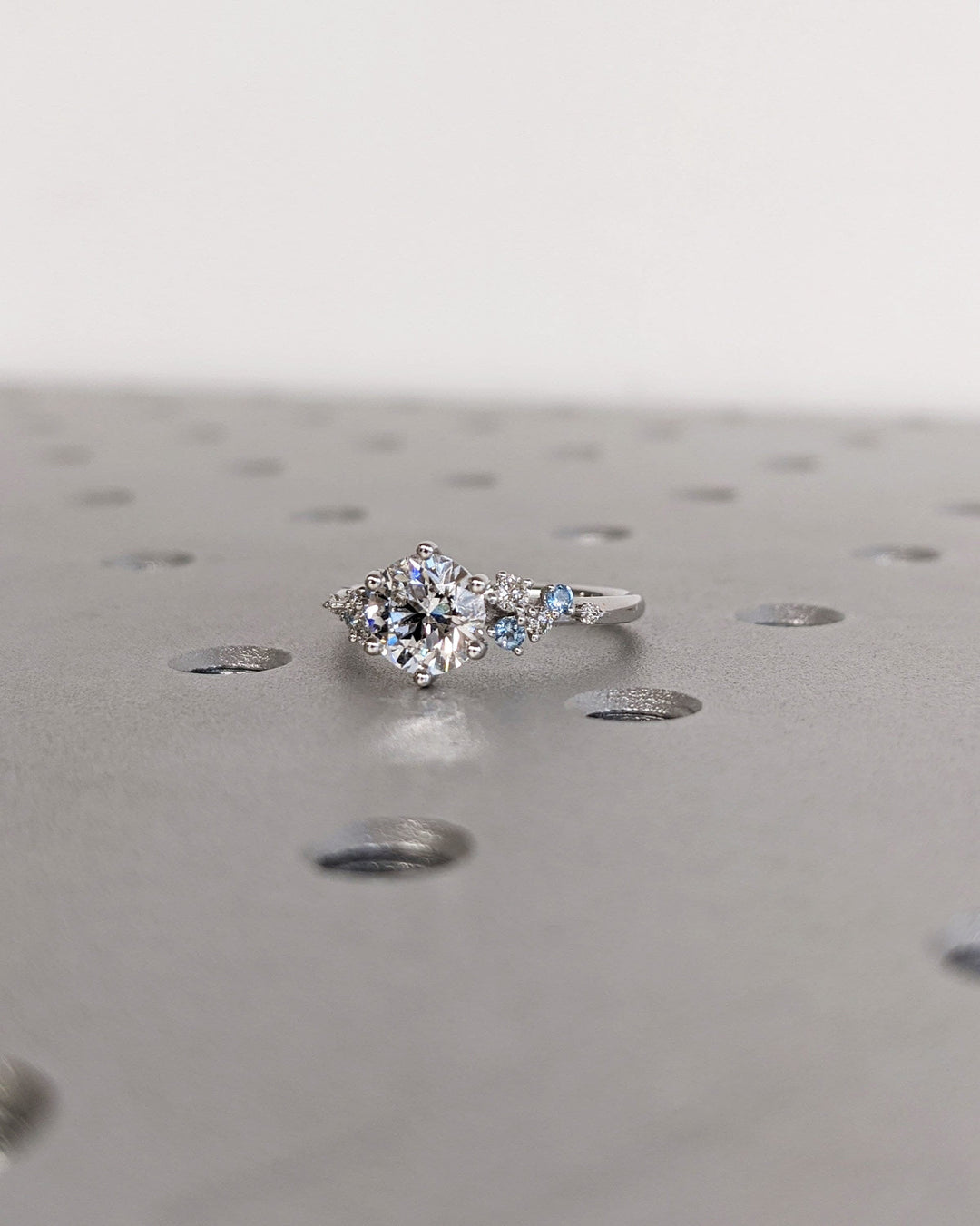 1.0CT Round Cut Cluster Lab Grown Diamond Engagement Ring Minimalist Wedding Ring