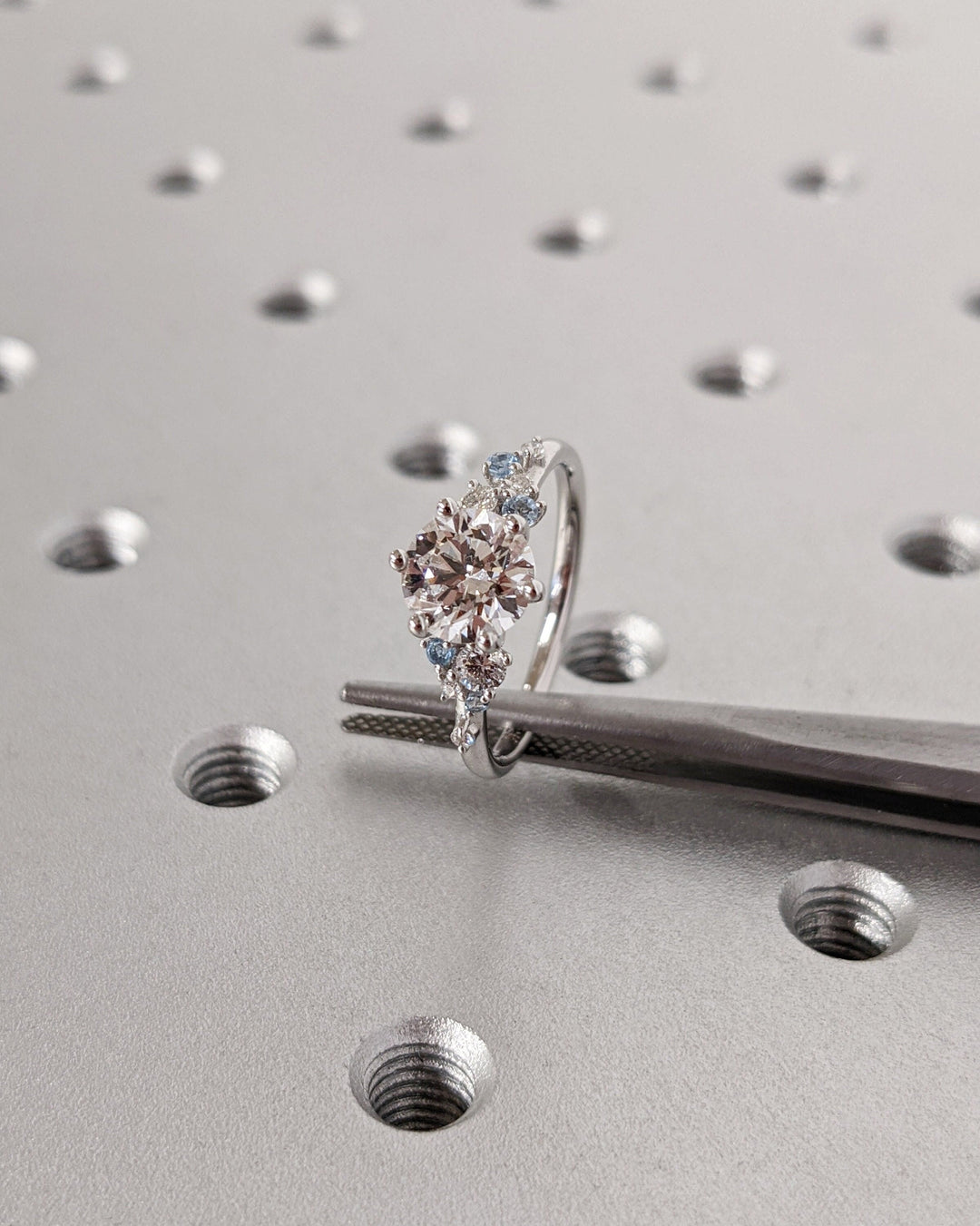 1.0CT Round Cut Cluster Lab Grown Diamond Engagement Ring Minimalist Wedding Ring