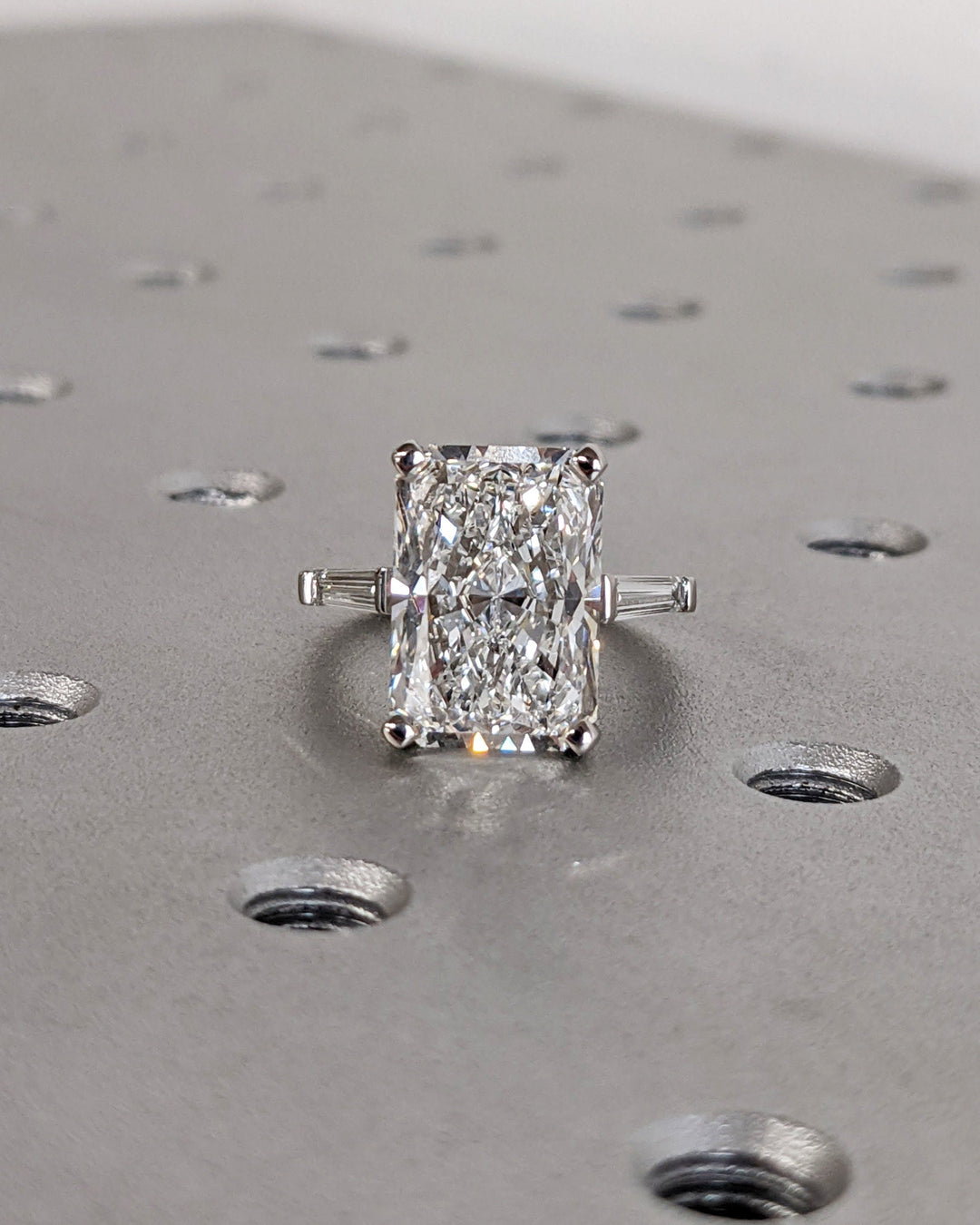 6.0CT Radiant Cut Three Stone Lab Grown Diamond Engagement Ring For Women
