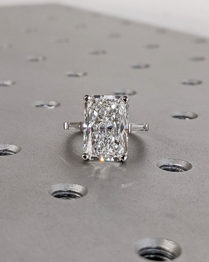 6.0CT Radiant Cut Three Stone Lab Grown Diamond Engagement Ring For Women