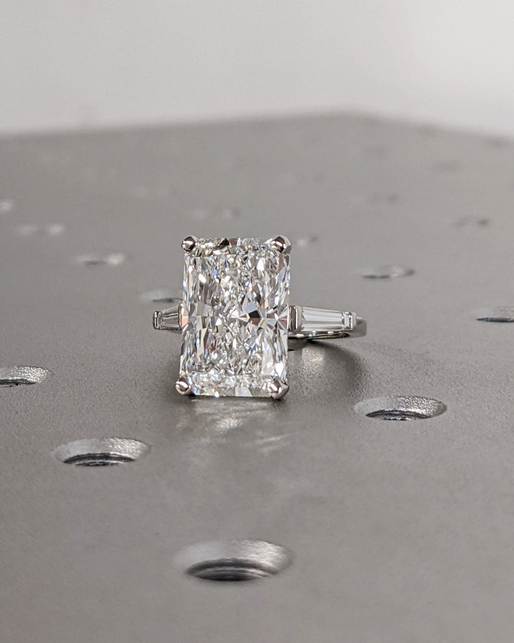 6.0CT Radiant Cut Three Stone Lab Grown Diamond Engagement Ring For Women