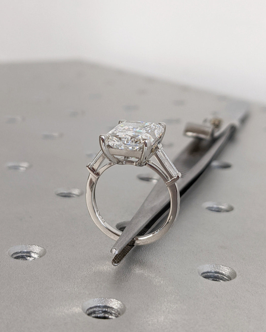 6.0CT Radiant Cut Three Stone Lab Grown Diamond Engagement Ring For Women