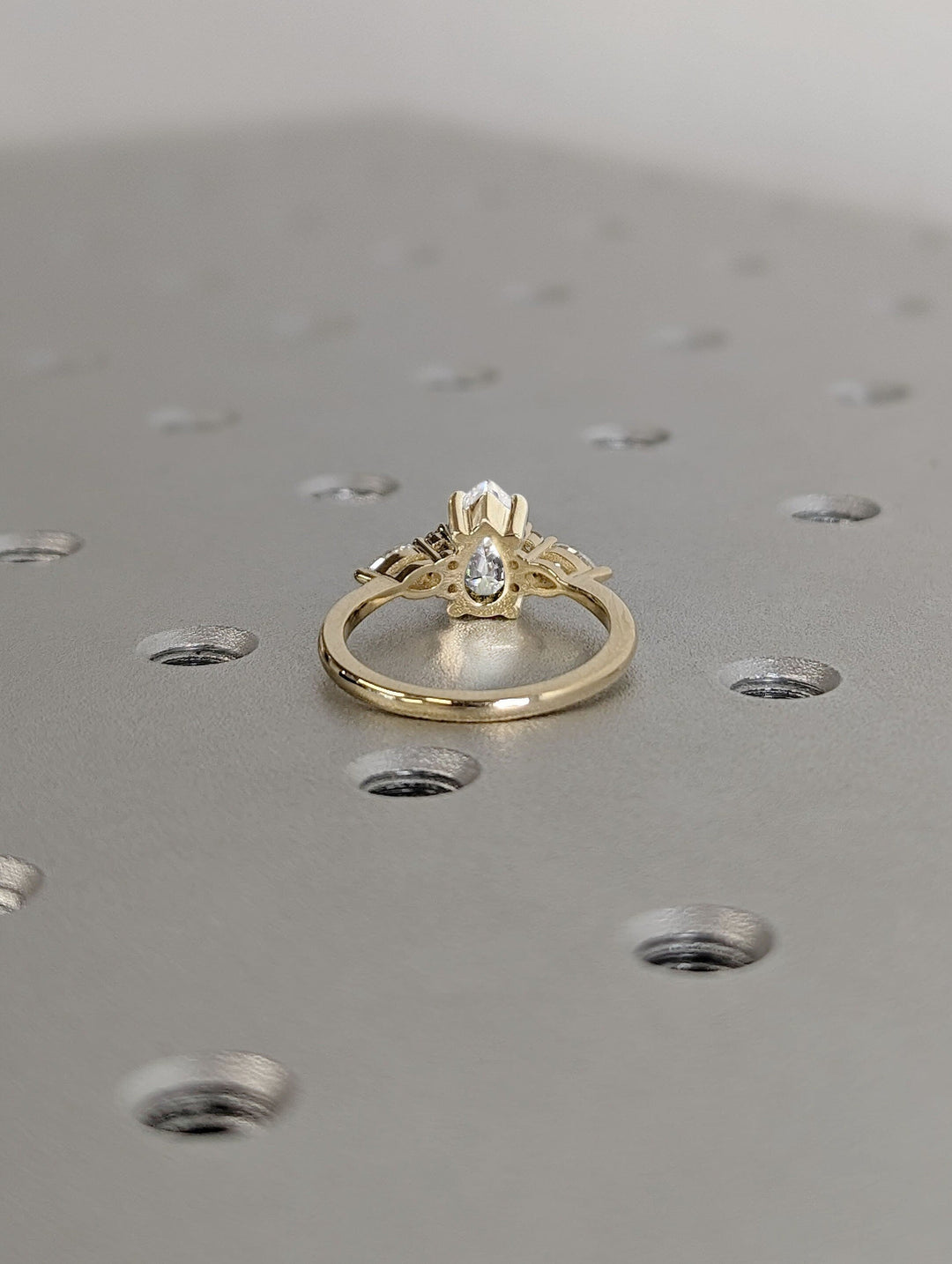1.0CT Pear Cut Cluster Lab Grown Diamond Engagement Ring