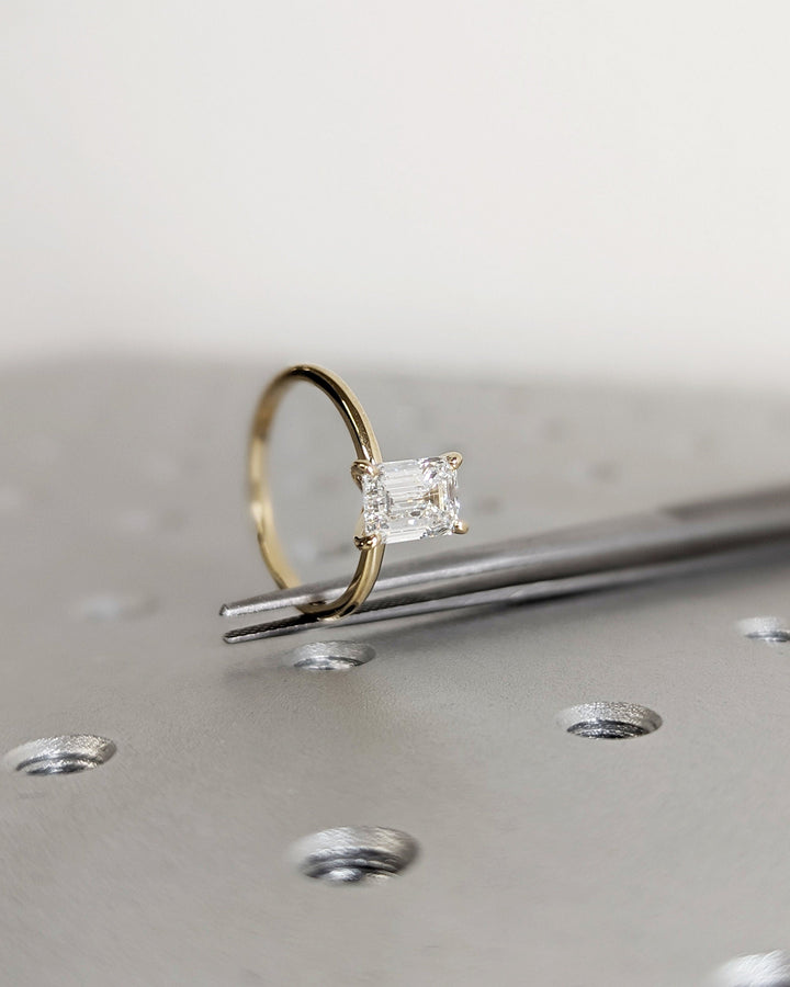 1.50CT Emerald Cut Solitaire Lab Grown Diamond Engagement Ring For Women