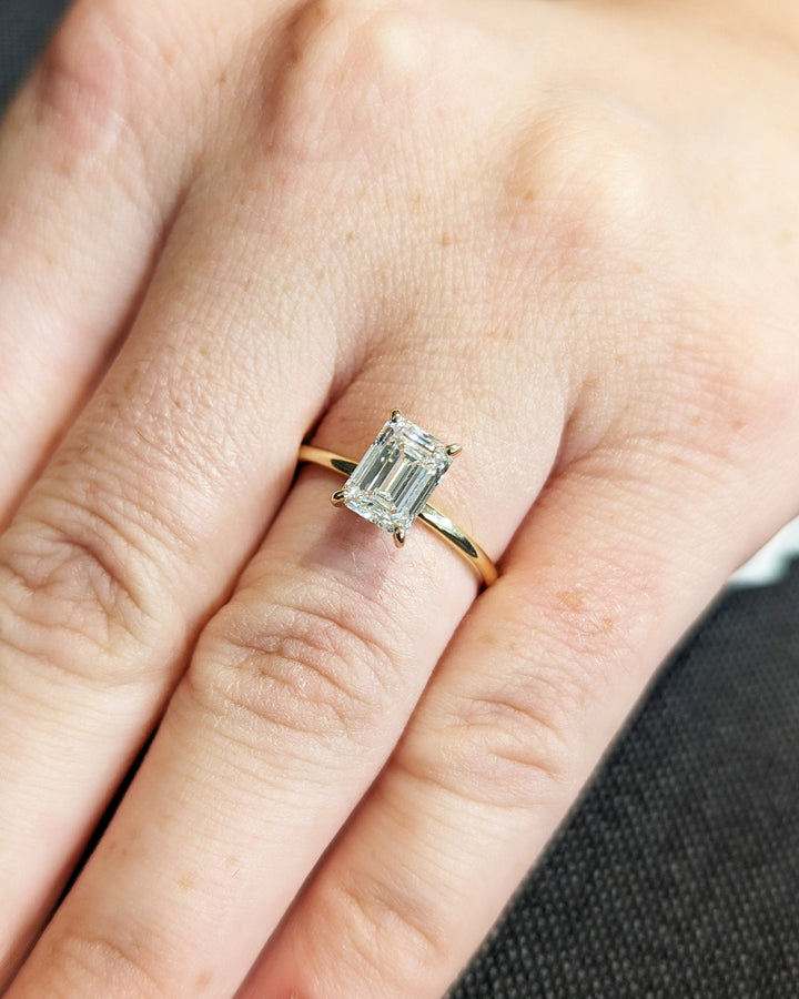 1.50CT Emerald Cut Solitaire Lab Grown Diamond Engagement Ring For Women