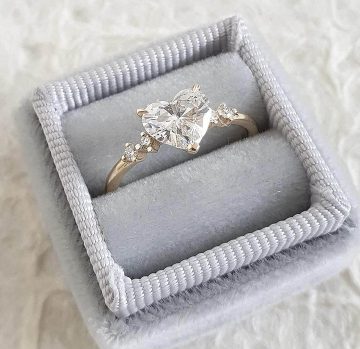 2.0CT Heart Shape Cut Five Stone Lab Grown Diamond Engagement Ring For Her