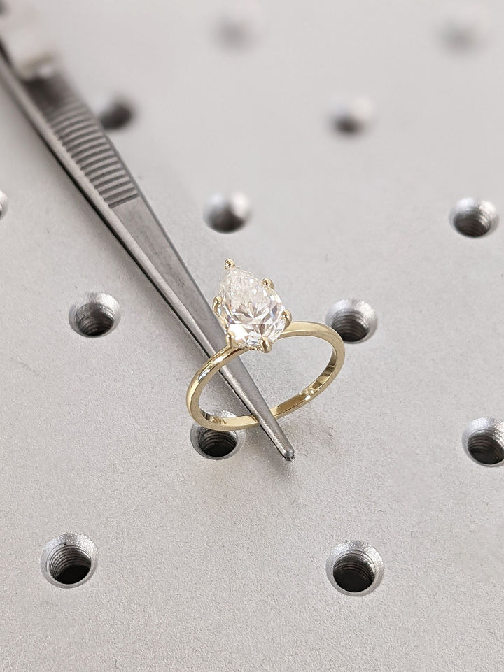 2.50CT Pear Cut Hidden Halo Lab Grown Diamond Engagement Ring For Women