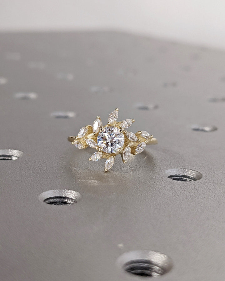 0.50CT Round Cluster Lab Grown Diamond Engagement Ring For Women